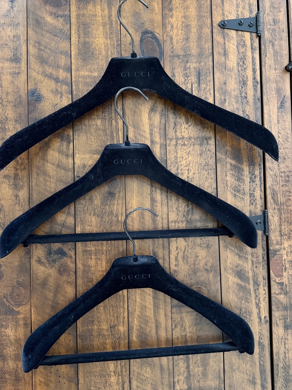 GUCCI Black Velvet Hangers - Set of 3